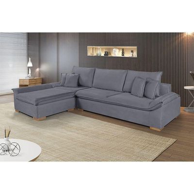Sofá Martins M-201 Veludo Canto Estofados Martins Veludo Cinza Escuro