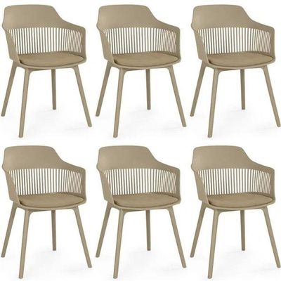Kit 6 Cadeiras De Jantar Montreal Marcela Design Moderno Liso Nude