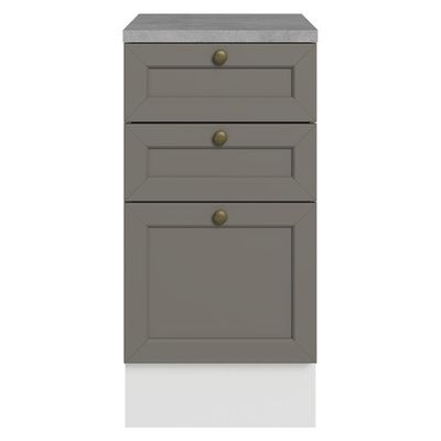Balcão De Cozinha 40 Cm 3 Gavetas Branco/cinza Vik Madesa Branco/cinza