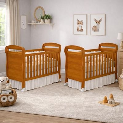 Kit Gêmeos Berço Mini Cama Danny Savana Com Colchões Baby Physical - Reller Móveis Savana