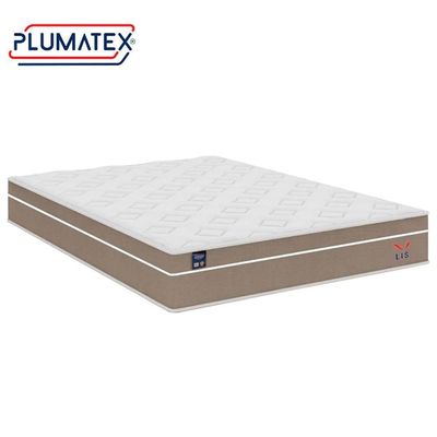 Cama Box Casal Bipartido Suede + Colchão Lis Molas Ensacadas Plumatex 138cm Cor:bege