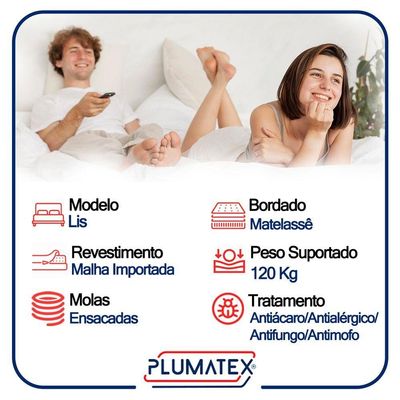 Cama Box Casal Bipartido Suede + Colchão Lis Molas Ensacadas Plumatex 138cm Cor:preto