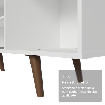 Rack Para Tv Até 80 Polegadas 160cm Branco Pés Rustic Torino Madesa Branco/rustic