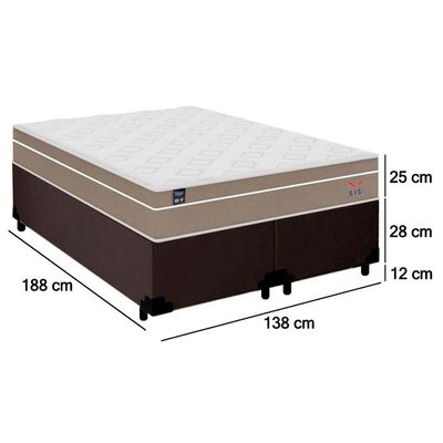Cama Box Casal Bipartido Suede + Colchão Lis Molas Ensacadas Plumatex 138cm Cor:marrom