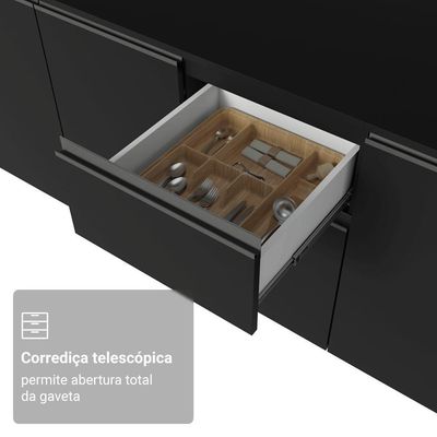 Armário De Cozinha Completa De Canto Suspenso 465 Cm Preto Nice Madesa 07 Preto