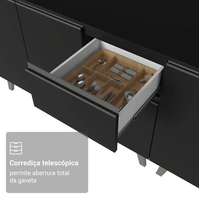 Armário De Cozinha Completa De Canto 325 Cm Preto Nice Madesa 04 Preto