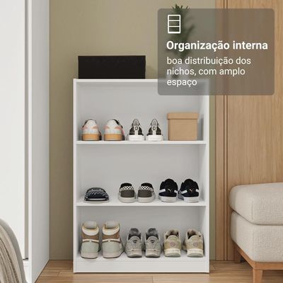 Estante Sapateira 3 Prateleiras Sem Portas Branco Madesa