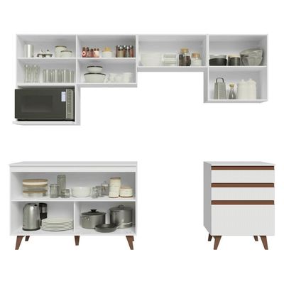Armário De Cozinha Completa 250cm Branco Reims Madesa 09 Branco