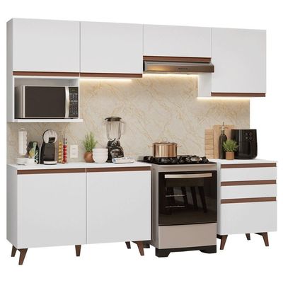 Armário De Cozinha Completa 250cm Branco Reims Madesa 09 Branco