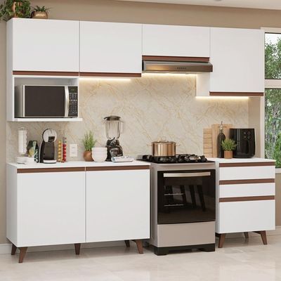 Armário De Cozinha Completa 250cm Branco Reims Madesa 09 Branco
