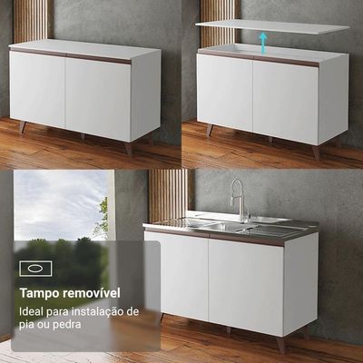 Armário De Cozinha Completa 250cm Branco Reims Madesa 09 Branco