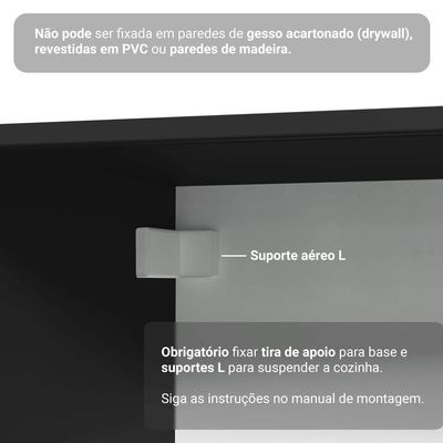 Armário De Cozinha Completa De Canto Suspenso 405 Cm Preto Nice Madesa 04 Preto