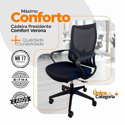 Kit 6 Cadeiras Presidente Oficial Verona Sem Apoio