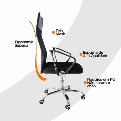Kit 10 Cadeiras Escritório Nagano Oficial Preto