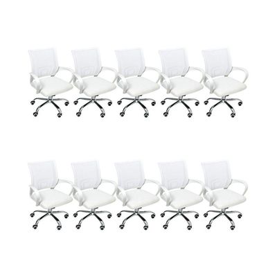 Kit 10 Cadeiras De Escritório Begonia Mesh Ergonômico Branco