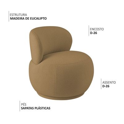 Poltrona Orgânica Aisha Base Fixa Bouclé Camel - Nexta Casa