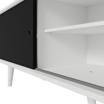 Rack Para Tv Até 80 Polegadas 160cm Com Pés Branco/preto Torino Madesa Branco/preto