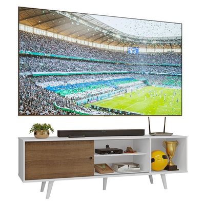 Rack Para Tv Até 80 Polegadas 160cm Branco/rustic Com Pés Branco Torino Madesa Branco/rustic