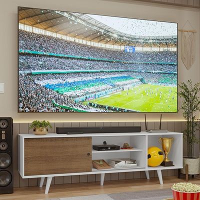 Rack Para Tv Até 80 Polegadas 160cm Branco/rustic Com Pés Branco Torino Madesa Branco/rustic