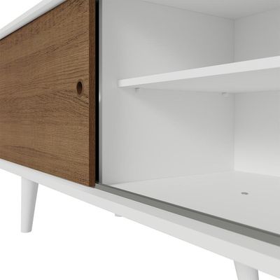 Rack Para Tv Até 80 Polegadas 160cm Branco/rustic Com Pés Branco Torino Madesa Branco/rustic
