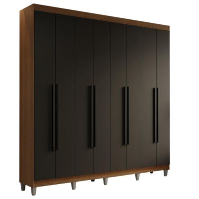 Guarda-roupa Casal Com Pés 8 Portas Batentes Rustic-preto-preto Saturno Madesa