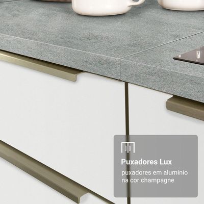 Armário De Cozinha Completa 240cm Branco Veludo Lux Madesa 08 Branco/branco Veludo Branco/branco Veludo