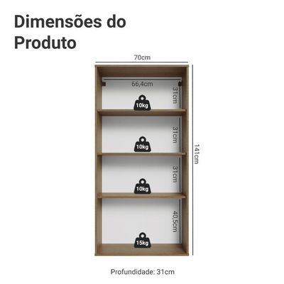 Cristaleira Suspensa 70 Cm 2 Portas De Vidro Rustic-branco Vik Madesa