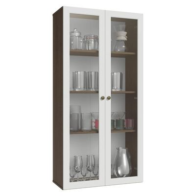 Cristaleira Suspensa 70 Cm 2 Portas De Vidro Rustic-branco Vik Madesa