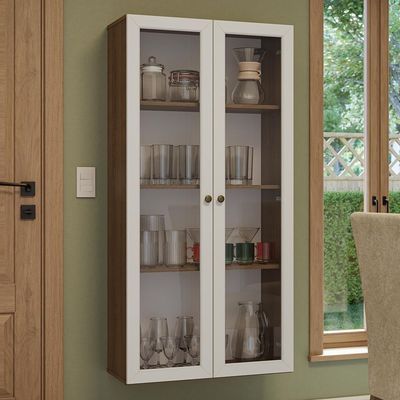 Cristaleira Suspensa 70 Cm 2 Portas De Vidro Rustic-branco Vik Madesa