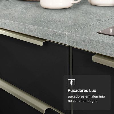 Armário De Cozinha Completa 240cm Branco/preto Lux Madesa 08 Branco/preto Branco/preto