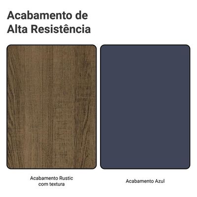Balcão De Cozinha 80 Cm 2 Gavetas Rustic/azul Vik Madesa Rustic/azul