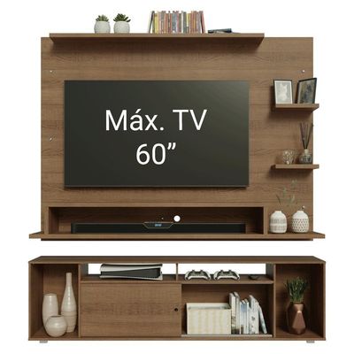 Rack Com Painel Para Tv Até 60 Polegadas 180 Cm Rustic Cancun Madesa Rustic