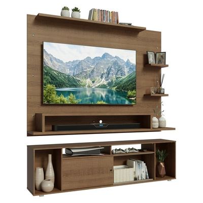 Rack Com Painel Para Tv Até 60 Polegadas 180 Cm Rustic Cancun Madesa Rustic