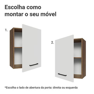 Armário Aéreo 50cm 1 Porta Rustic/branco Agata Madesa Rustic/branco