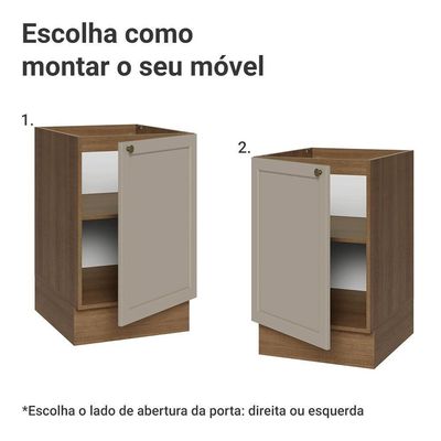 Balcão De Cozinha 50cm 1 Porta (sem Tampo) Rustic-crema Vik Madesa Rustic-crema