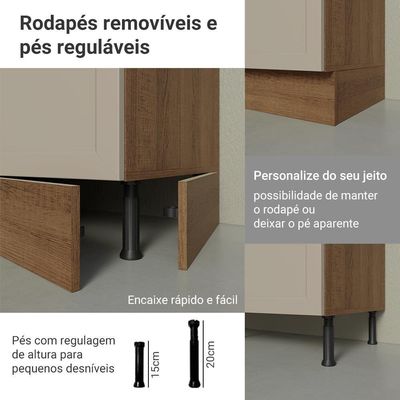 Balcão De Cozinha 50cm 1 Porta (sem Tampo) Rustic-crema Vik Madesa Rustic-crema
