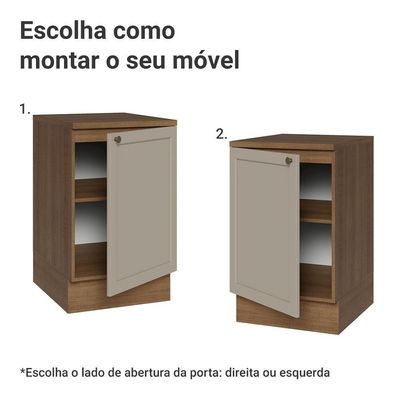 Balcão De Cozinha 50cm 1 Porta (com Tampo) Rustic/crema Vik Madesa Rustic/crema
