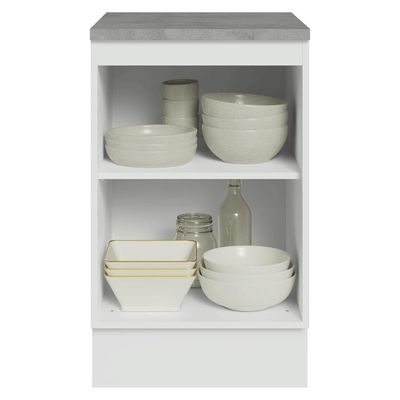 Balcão De Cozinha 50cm 1 Porta (com Tampo) Branco-crema Vik Madesa Branco-crema