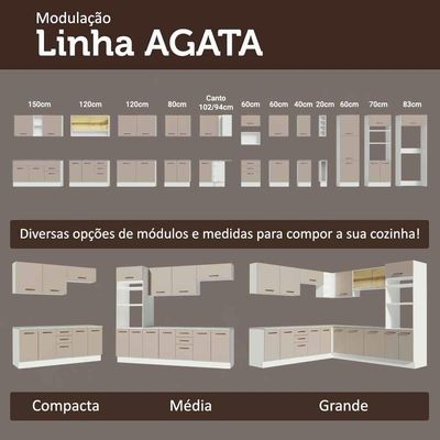 Armário Aéreo 50cm 1 Porta Branco/crema Agata Madesa Branco/crema