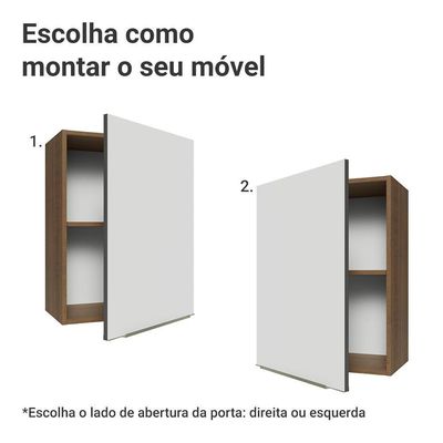 Armário Aéreo 50cm 1 Porta Rustic/branco Veludo Lux Madesa Rustic/branco