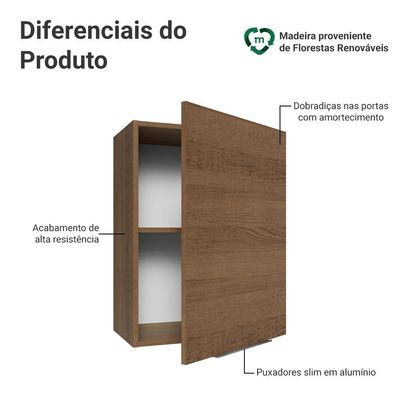 Armário Aéreo 50cm 1 Porta Rustic Stella Madesa Rustic