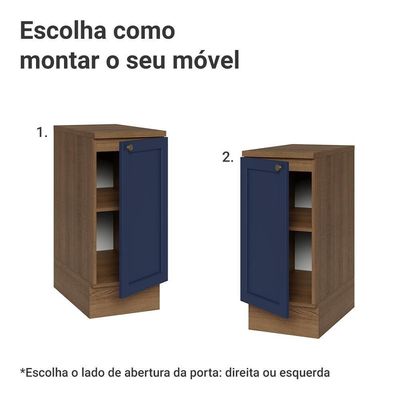 Balcão De Cozinha 35 Cm 1 Porta Rustic/azul Vik Madesa Rustic/azul