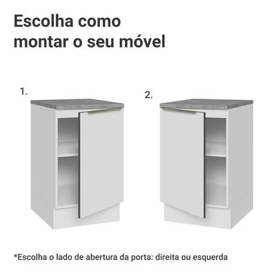 Balcão De Cozinha 50x60cm 1 Porta (com Tampo) B Lux Madesa Branco/branco Veludo