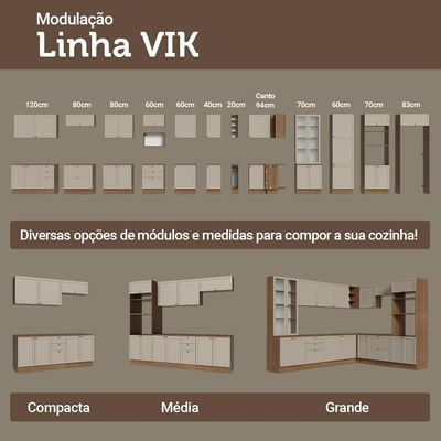 Armário Aéreo 50cm 1 Porta Rustic-crema Vik Madesa Rustic-crema