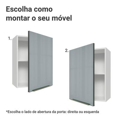 Armário Aéreo 50cm 1 Porta Branco/cinza Lux Madesa Branco/cinza