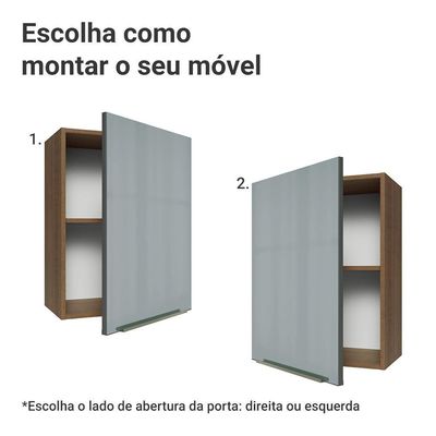 Armário Aéreo 50cm 1 Porta Rustic/cinza Lux Madesa Rustic/cinza