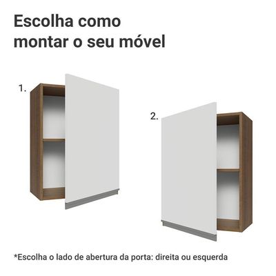 Armário Aéreo 50cm 1 Porta Rustic/branco Glamy Madesa Rustic/branco