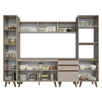 Armário De Cozinha Completa 280cm Crema Nice Madesa 01 Crema