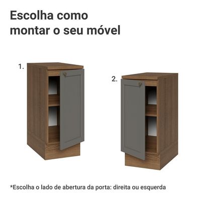 Balcão De Cozinha 35 Cm 1 Porta Rustic/cinza Vik Madesa Rustic/cinza