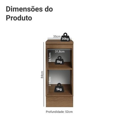 Balcão De Cozinha 35 Cm 1 Porta Rustic/cinza Vik Madesa Rustic/cinza